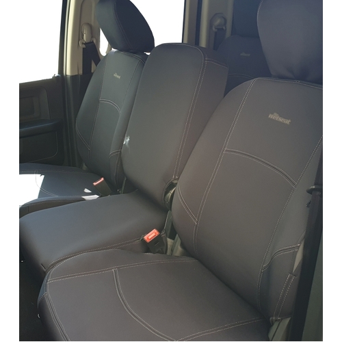 BUNDLE DODGE RAM DS Series 1500 EXPRESS & WARLOCK (Unlocked Middle Seat) in Black Neoprene with Charcoal Stitching