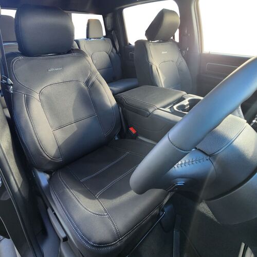 Dodge Ram 1500 DT Series (10/2020-Current) Bighorn/Rebel (Locked Middle seat in Front row) Crew Cab Ute Wetseat Seat Cover (Front)